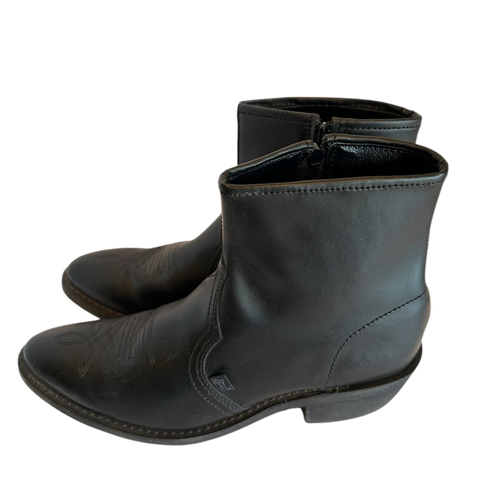 Justin Basic Boots Black Leather Ankle Boots JB104 11D - Picture 7 of 13